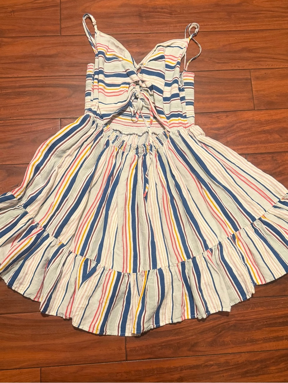 Anthropologie Multicolor Striped Mini Dress - Blue, Red, Yellow - Picture 10 of 10
